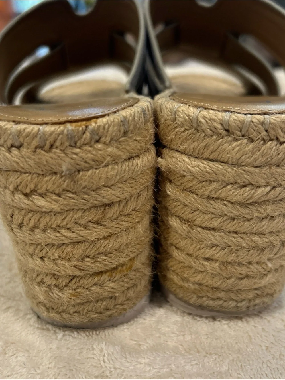 Marc Fisher Metallic Silver Espadrille Slide Wedges 9-9.5 Leather